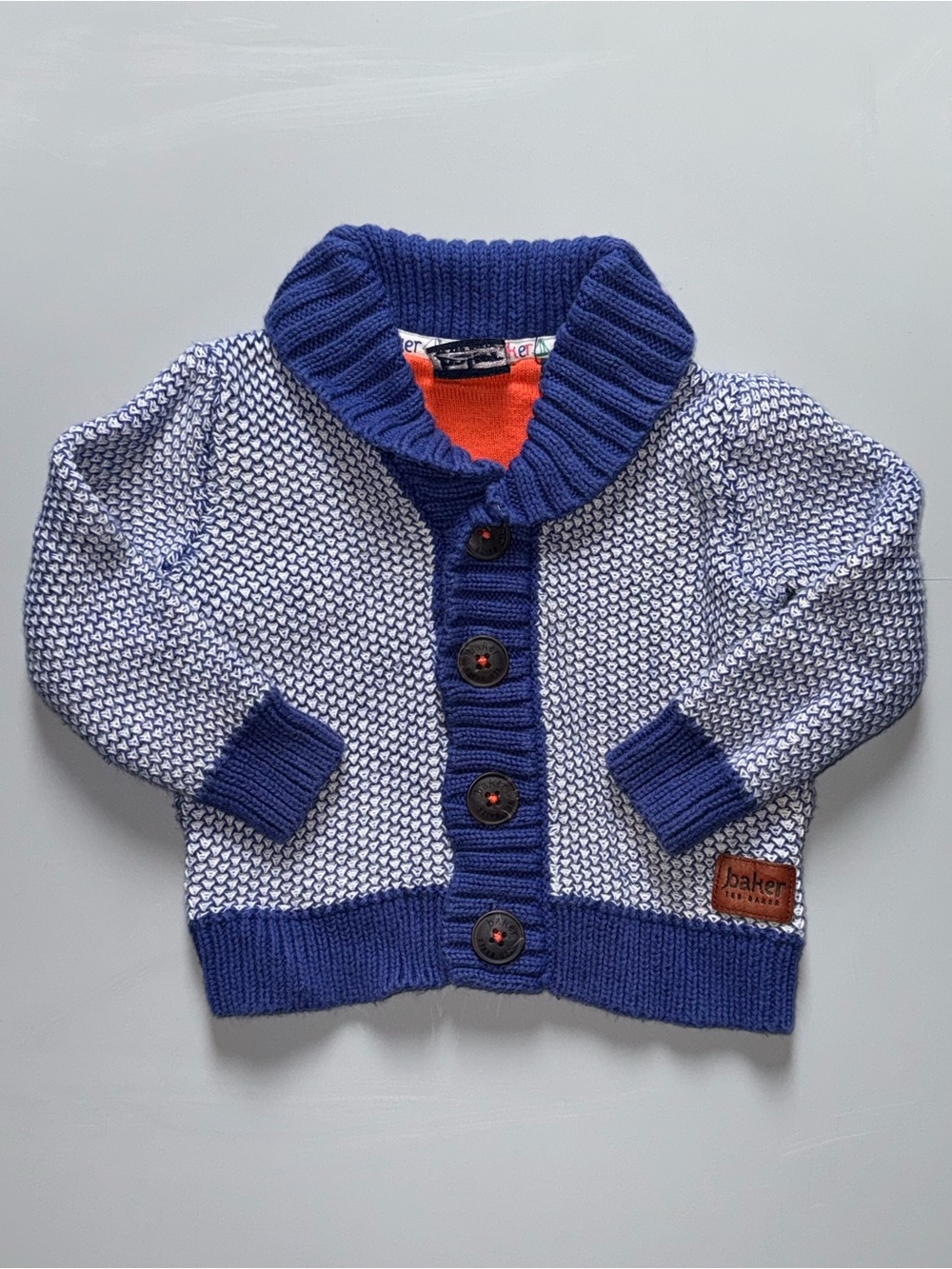 baker by Ted Baker Baby Blue Shawl-Collar Knit Cardigan